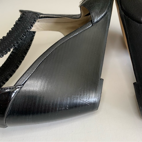 Michael Kors Black Leather Peep Toe Wedge- Sz 10 M - Picture 10 of 14